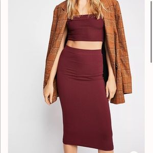 Free people rivka seamless set - bodycon NWT! wine/burgundy.